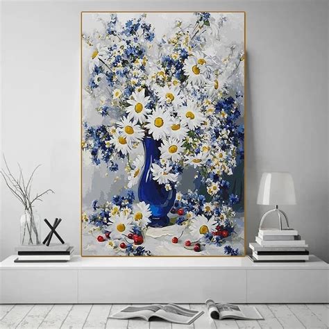 Nordic Vintage Daisy Painting Wall Art Canvas Painting Living Room