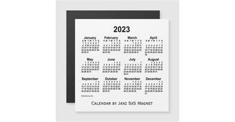 2023 White Calendar By Janz 5x5 Magnet Zazzle