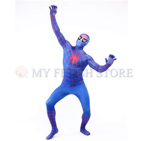 full body blue and red spider man lycra spandex bodysuit cosplay zentai suit halloween fancy