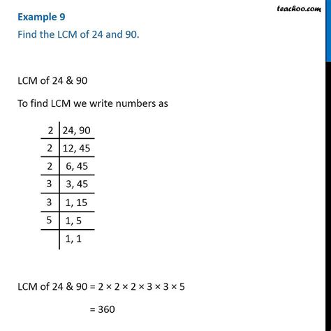Example 9 Find Lcm Of 24 And 90 Chapter 1 Class 6 Teachoo