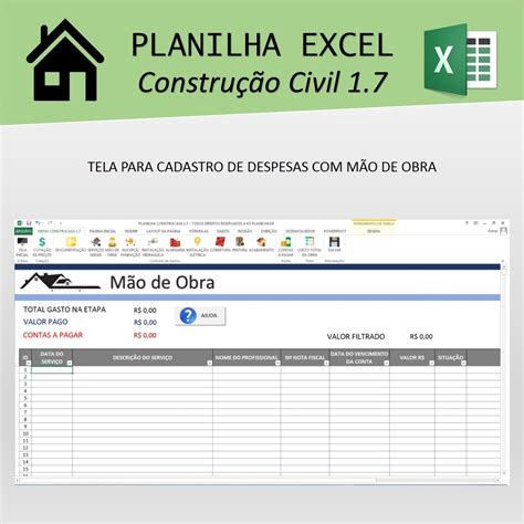 Planilha Excel Controle De Gastos Na Construção Da Casa R 2790 Em
