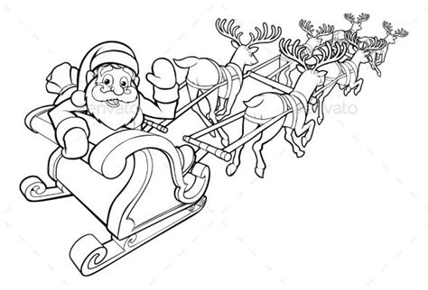 An Illustration Of Santa Claus And His Flying Christmas Sleigh And