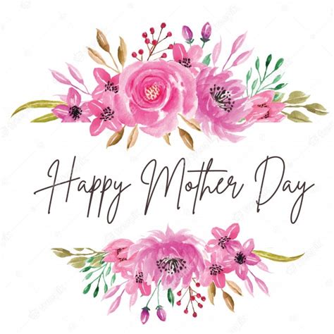 Premium Vector Happy Mother Day Watercolor Flower Pink