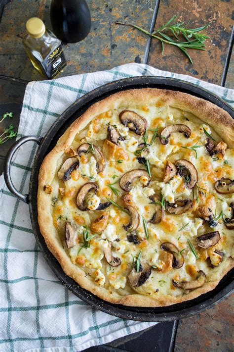 Mushroom Pizza Bianco With Truffle Oil And Fresh Herbs