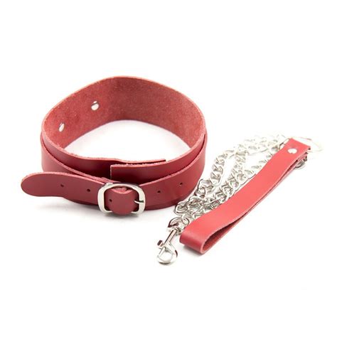 Red Genuine Leather Bondage Harness Slave Collar Adult Sex Toys Bdsm