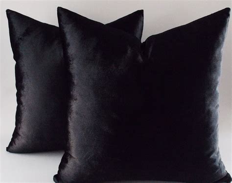 Set 2 Velvet Solid Black Pillow Covers Decorative Velvet