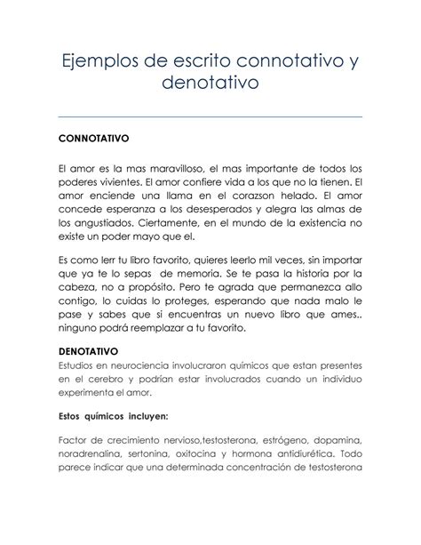 Ejemplos De Escrito Connotativo Y Denotativo By Ale Garcia Issuu