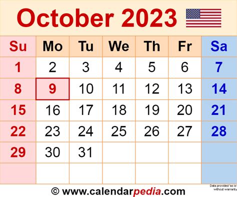 october 2023 calendar printable - october 2023 calendar free printable