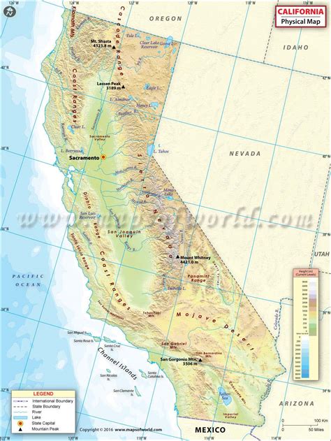 Physical Map Of California