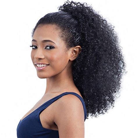 Black Hairstyles 160g Afro Kinky Ponytail Clip In Brazilian Hair Kinky