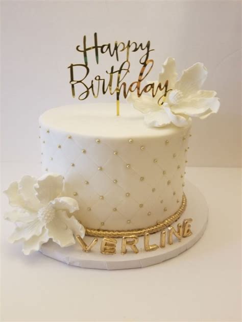 White And Gold Cake Golden Birthday Cakes Beautiful Birthday Cakes