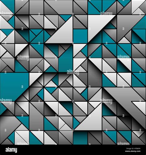Grey And Turquoise Triangle Geometric Seamless Pattern Background 3d
