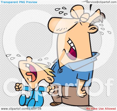 Cartoon Of A Frustrated Father Crying With His Son Royalty Free