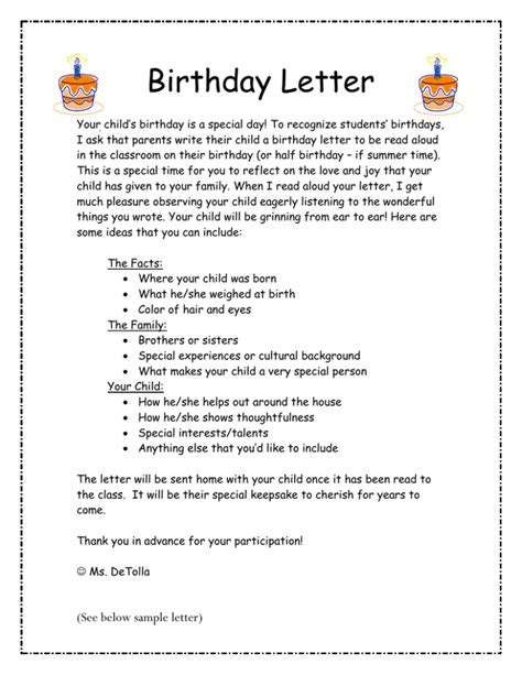 Birthday Letter Template