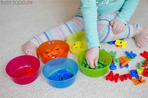 I'll be sharing below color and shape ideas in the following order: 8 Simple Sorting Activities for Toddlers - Busy Toddler