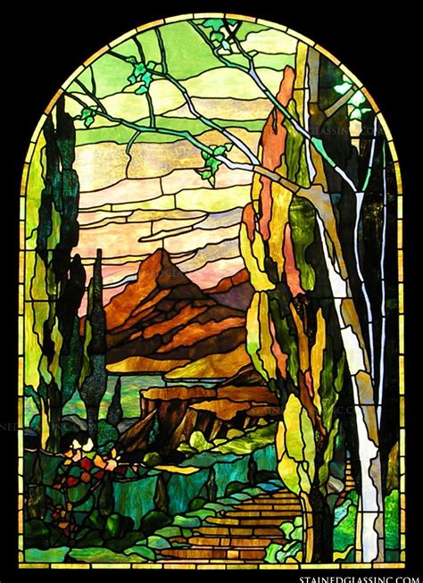 Tiffany Mountain Stained Glass Window Stained Glass Windows