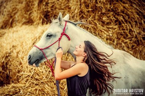 Beautiful Girl With Long Hair With A Horse 54ka Photo Blog