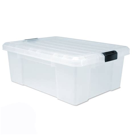 It has a recessed lid to keep small items in place on top. Clear Storage Totes. Sterilite 64 Quart Clear Storage Tote ...