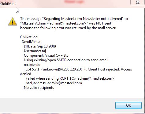What causes relay access denied error. 554.5.7.1 Client host rejected: Access denied when sending ...