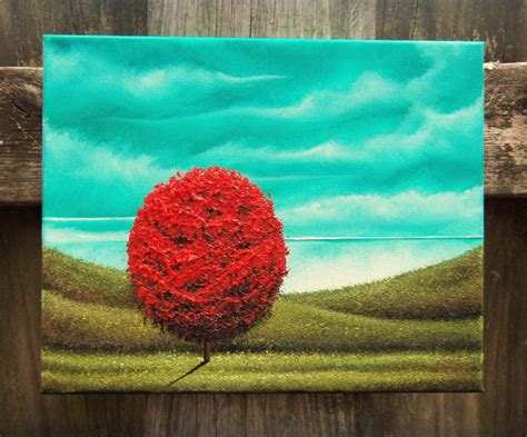 Bing Art By Rachel Bingaman Original Landscape Painting Red Tree Wall