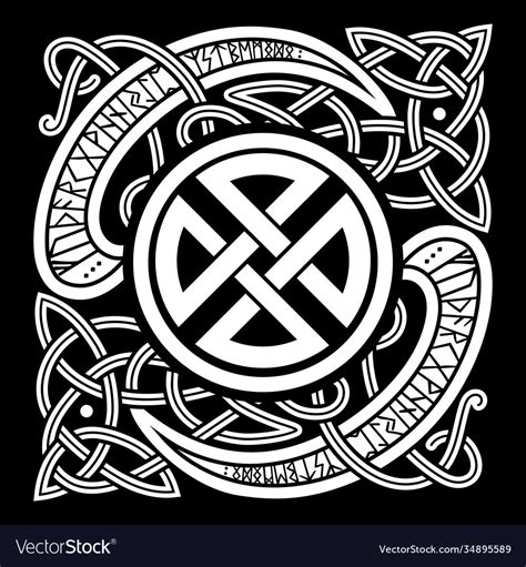 Viking Design Vintage Pattern And Norse Runes Vector Image