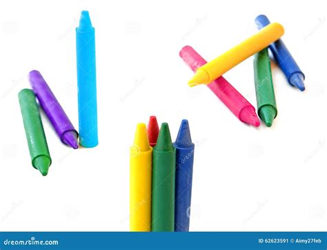 Set Of Wax Crayons On White Background Stock Image Image Of Draw