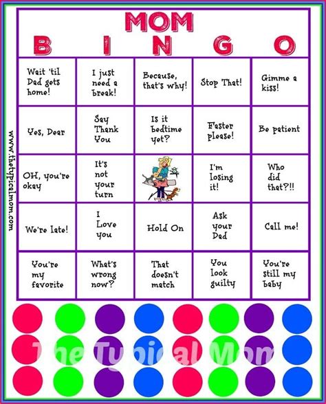 Mom Bingo Printable · The Typical Mom