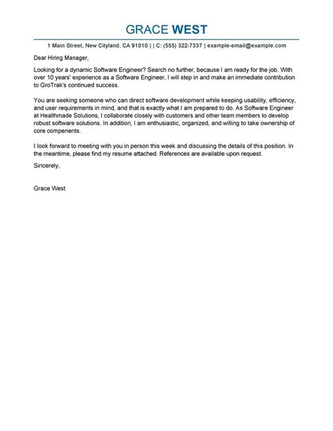 Software engineer cover letter template. 25+ Software Engineer Cover Letter - letterly.info