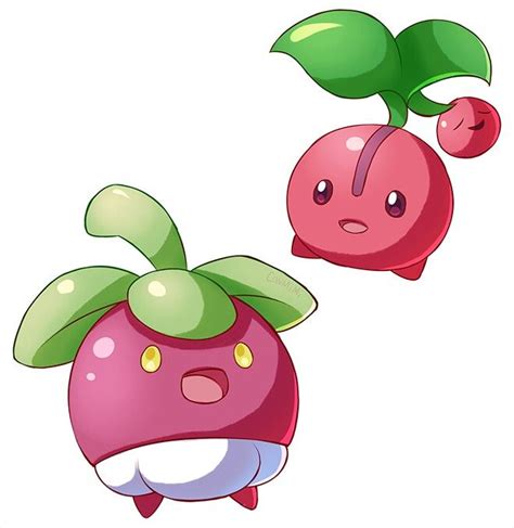 > the deeper a cherubi's red, the more nutrients it has stockpiled in its body. Bounsweet and Cherubi | Pokemon, Pokemon images, Cute pokemon