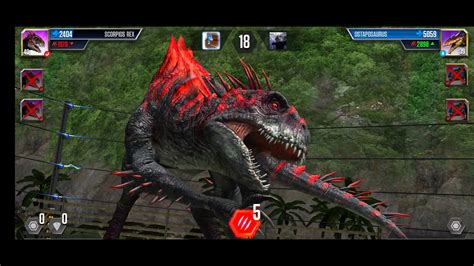 Jurassic World The Game Scorpius Rex Vs Indoraptor Gen 2 YouTube