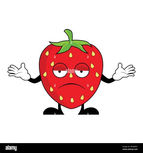 Strawberry Character Cartoon With Confused Gesture Suitable For Poster
