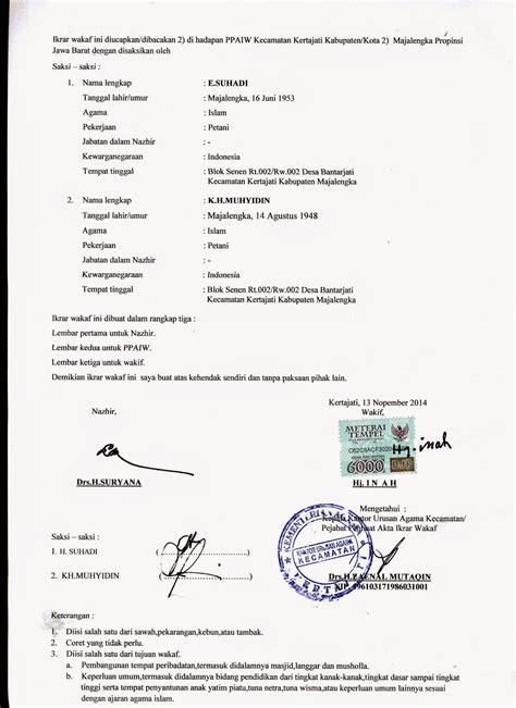 Rumah itu mempunyai luas sekitar 36 meter persegi. Contoh Surat Pernyataan Wakaf Untuk Mushola - Gawe CV