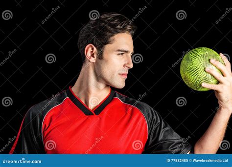 Confident Athlete Man Holding A Ball Stock Image Image Of Play
