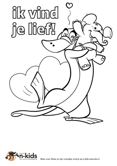 Kleurplaat Naturalis Ik vind je lief Kleurplaten.nl