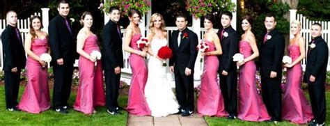 Wedding Black Pink Red White Bridesmaids Bouquet Ceremony