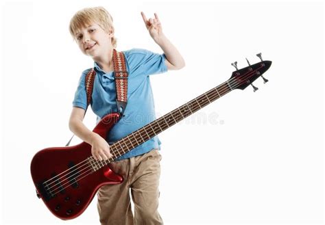 Cute Young Boy Playing An Electric Guitar Stock Image Image Of Color