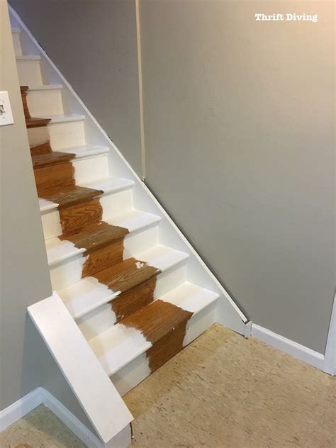 Before And After Diy Painted Stairs Makeover Thrift Diving Blog