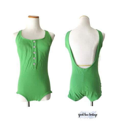 60s Bathing Suit 1960s Swimsuit Mod One Piece Green Retro Pin Up Modest