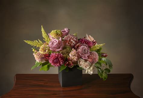 FAYE Fresh Flower Arrangement in Soft Autumn Blush, Peach and Pink - Robin Wood Flowers
