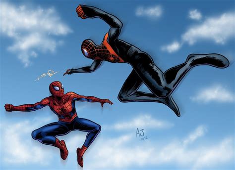 Miles Morales And Peter Parker Superhero Marvel Heroes Spiderman