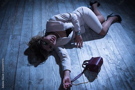 Crime Scene Strangled Girl Lying On A Floor Stock Photo Sexiz Pix