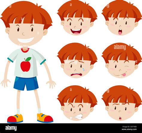 Boy Different Facial Expressions Illustration Hi Res Stock Photography