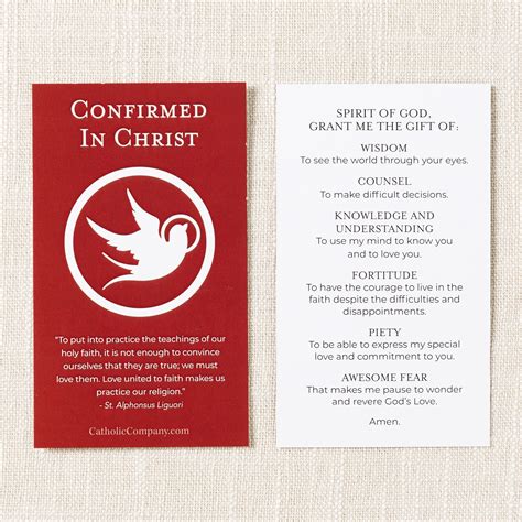 Confirmation Ts Of The Holy Spirit Prayer Card The Catholic Company