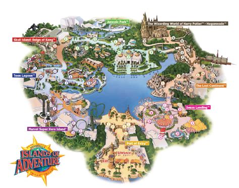 This map shows points of interest and tourist attractions in orlando islands of adventure. Islands Of Adventure - Attraction information and Park Map
