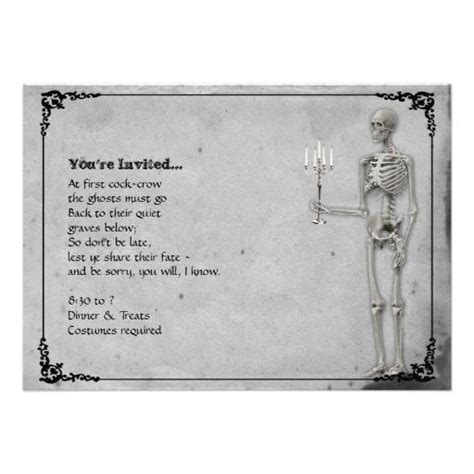 Vintage Skeleton Halloween Party Invitation Zazzle Halloween Party