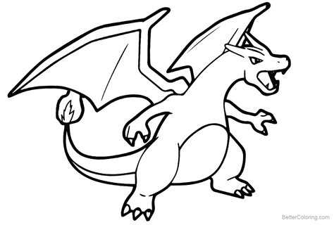 Mega Charizard Pokemon Coloring Pages Sketch Coloring Page