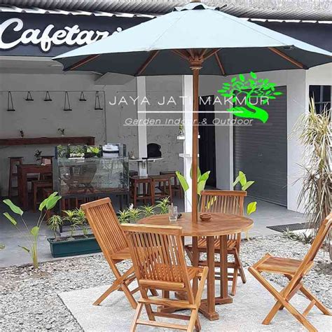Jual Meja Payung Cafe Tenda Payung Kafe Taman Outdoor Set Santai Kayu