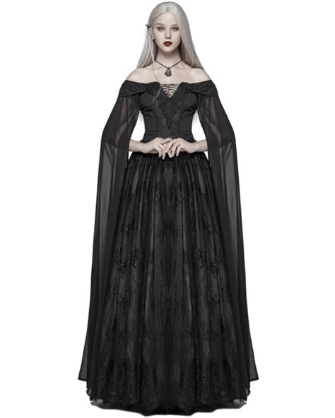 Punk Rave Gothic Wedding Dress Long Black Lace Witch Steampunk Victorian Prom 18593 Picclick
