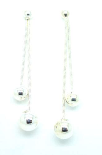Sterling Silver Dangling Bead Drop Earrings 64557 EBay