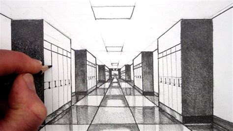 How To Draw 1 Point Perspective For Beginners A Hallway 1 Point